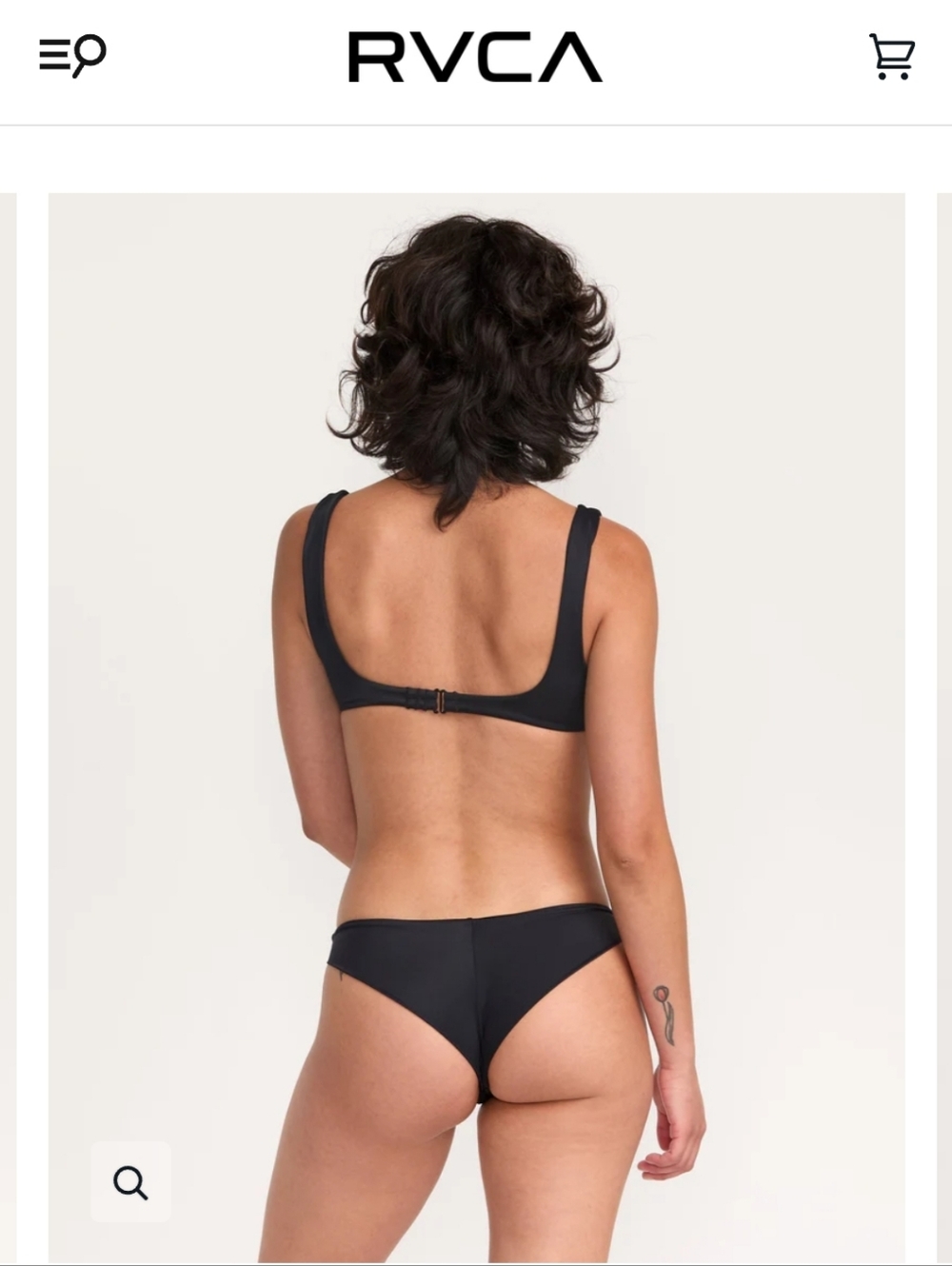 RVCA Solid Cheeky Bikini Bottom Black Medium